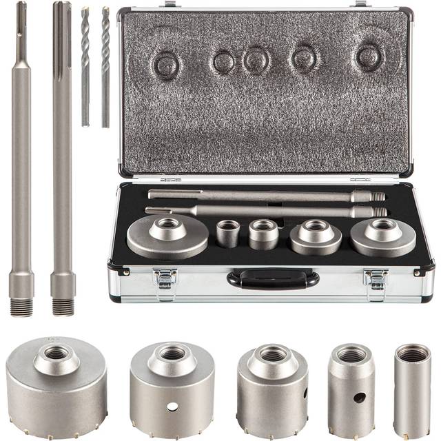 VEVOR Concrete Hole Saw Kit, 1-2/11", 1-3/5", 2-9/16", 3-5/32", 3-15/16" Drill Bit Set SDS Plus & SDS MAX Shank Wall Hole Cutter w/a 4-1/3"