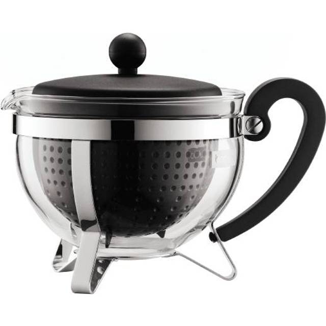 Tea pot, 1.0 l, 34 oz with coloured plastic lid, handle, knob, and transparent filter (1 L)