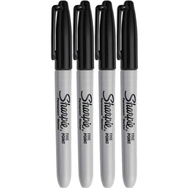 Sharpie Permanent Markers  Fine Point  Black Ink (4-Pack)