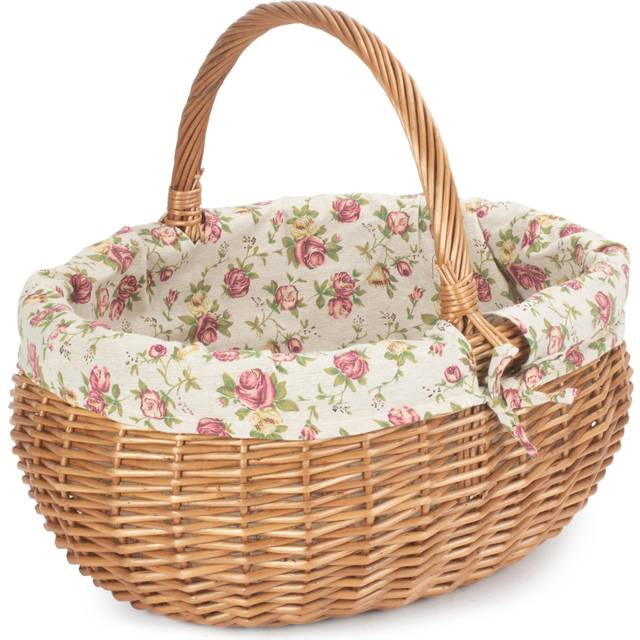 Large Deluxe Wicker Shopping Basket - Garden Rose
