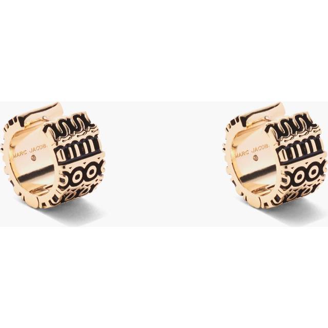 Gold Monogram Hoop Earrings Engraved Logo