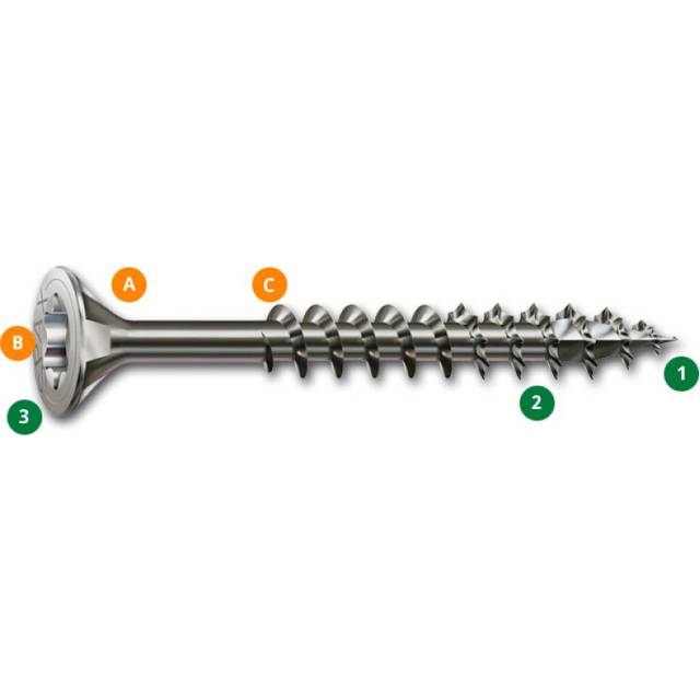 Spax Countersinking Torx Wood Screws Stainless 4mm 25mm Pack of 25
