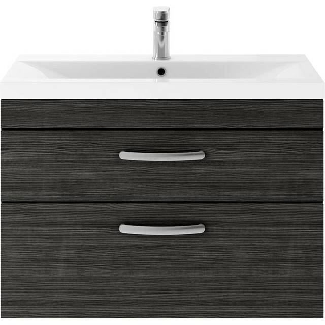 Athena Gloss White 805mm Wall Mounted Single Vanity Unit - Charcoal Black (557mm H X 805mm W X 395mm D)
