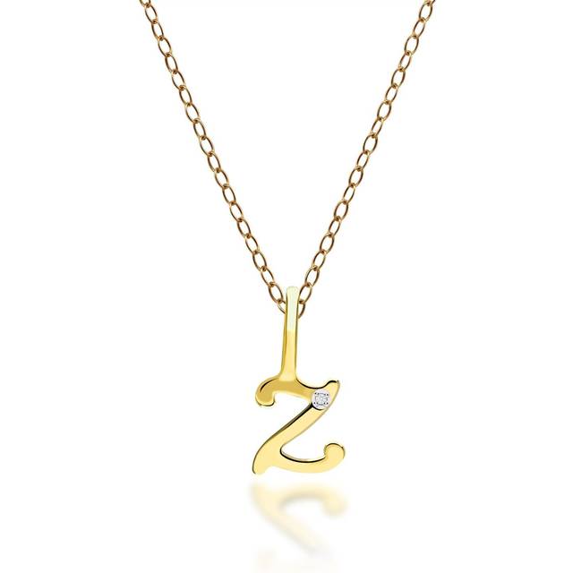 Alphabet Letter Z Diamond pendant in 9ct Yellow Gold