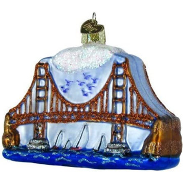 Old World Christmas Cities, Places and Landmarks Glass Blown Ornaments for Christmas Tree Golden Gate