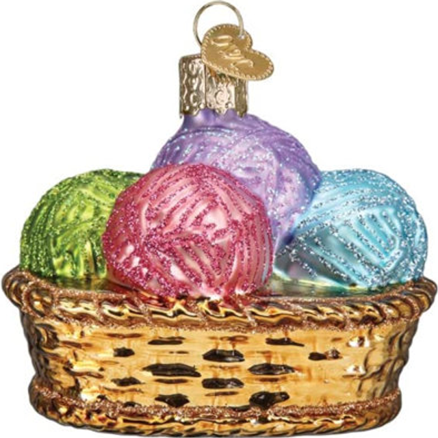 Old World Christmas Basket of Yarn Glass Blown Ornament for Christmas Tree