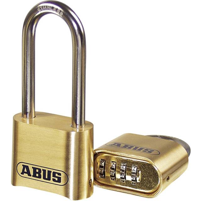 "ABUS 180/50 Solid Brass Combination Padlock, Long Stainless Steel Shackle (2-1/2"")"