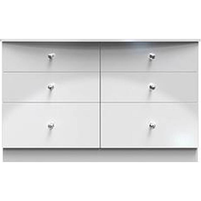 Welcome Furniture Ready Assembled Zodian 6 Drawer Midi Chest - White Gloss, White