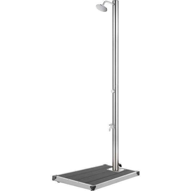 Trädgårdsdusch med grått golv 220 cm rostfritt stål