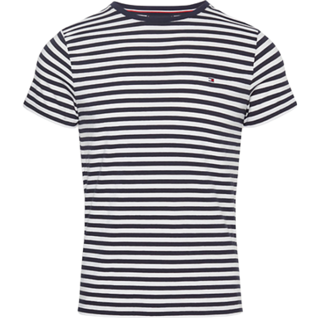 Breton Striped Cotton T-Shirt, Slim Fit - white/navy blue - XS