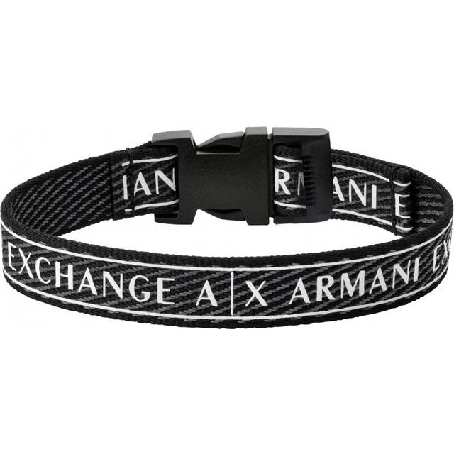Armani Exchange Armband För Män, Inre Längd: 160-230mm / Spänne: 24X20X7mm Svart Tyg Armband, AXG0082040, Jet Black