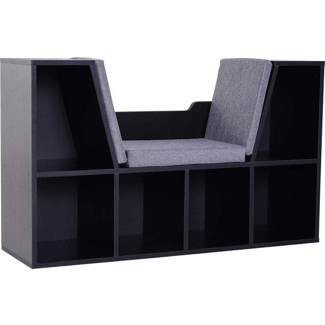 HOMCOM Bookcase Storage Seat Unit Kids - Black