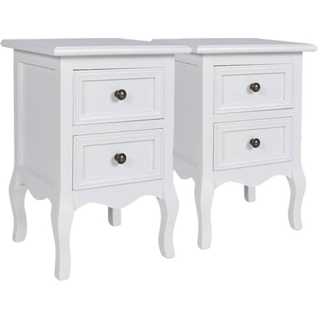 vidaXL Nightstands 2 pcs with 2 Drawers MDF White