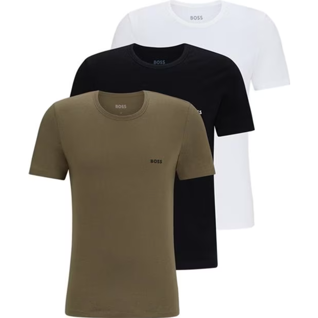 BOSS 3-Pak Klassiske T-Shirts i Grønne Nuancer