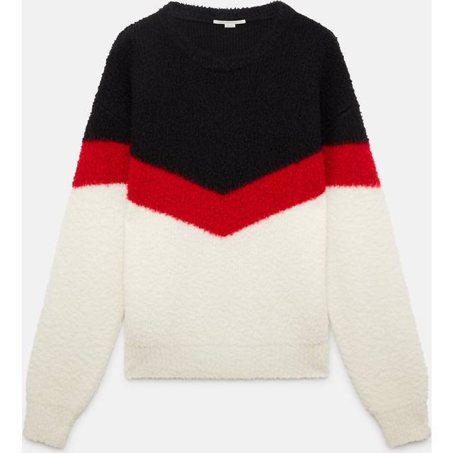 Crew Neck Wool Blend Pullover with Color Block Design size Xs (Xs)