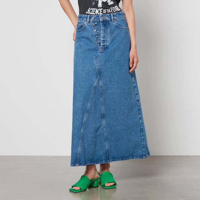 Ganni Organic Denim Maxi Skirt - EU 40/UK 12 - Beige