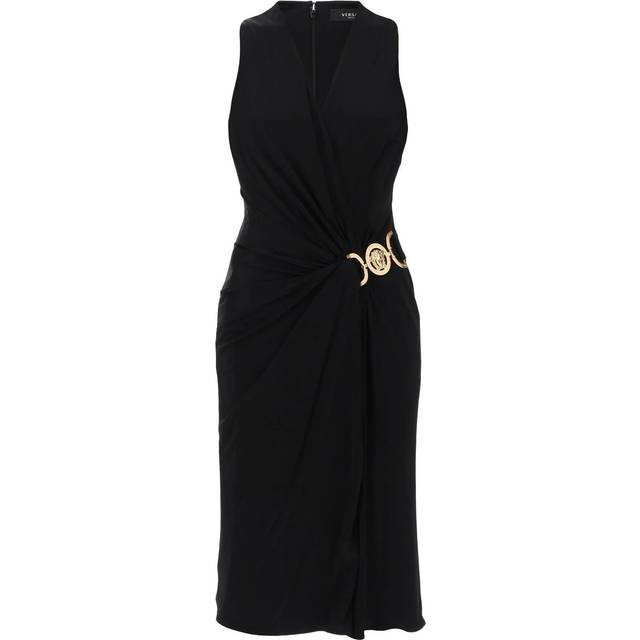 Versace, Maxi Dresses, female, Black, XS, V-neckline Sleeveless Viscose Dress