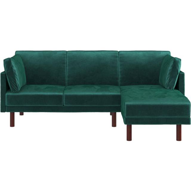 Dorel Clair Sectional Futon Green Velvet, Green
