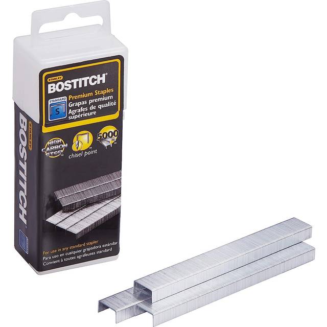 Bostitch Office Premium Standard Staples in Clear Plastic Box  1/4 Inch Leg  Reduced Jamming  5 000 Per Box SB10