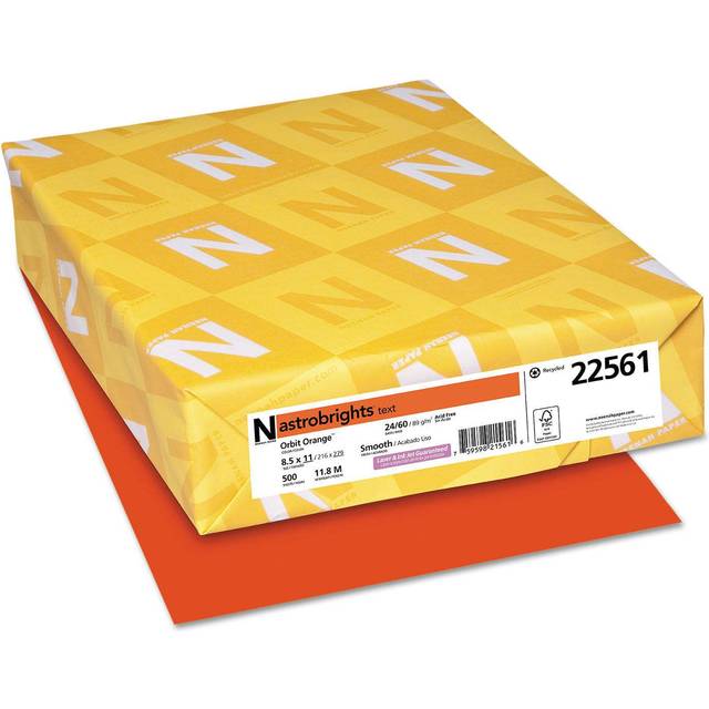 Wausau Papers WAU22561 Astrobright Paper, 24Lb, 8.5 in. x 11 in., 500-PK, Orbit Orange