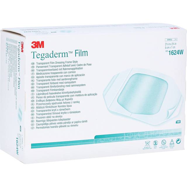 3M 1624W Tegaderm transparent filmförband 2 3/8 x 2 3/4 - kartong med 100 st