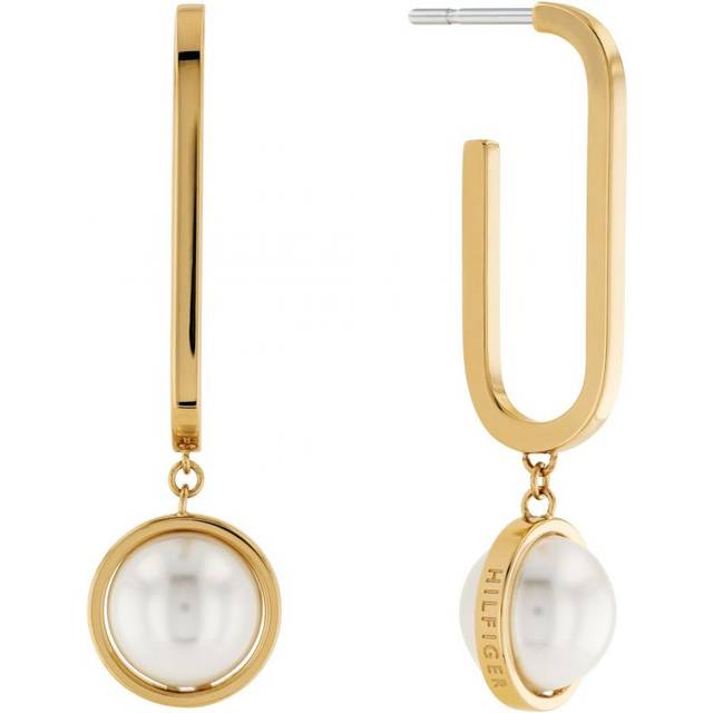 Tommy Hilfiger Gold Tone IP Pearl Charm Earrings