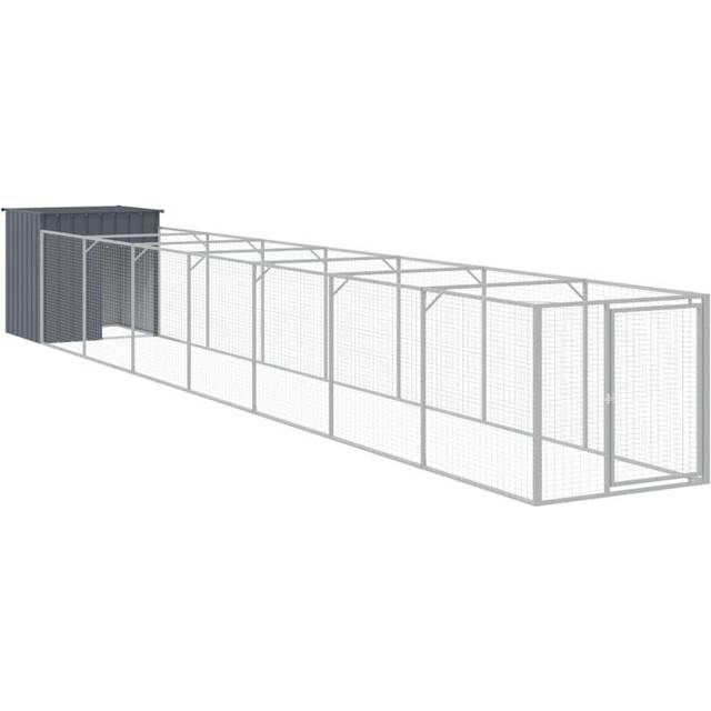 Vidaxl Dog House With Run Anthracite 110x813x110 Cm Galvanised Steel