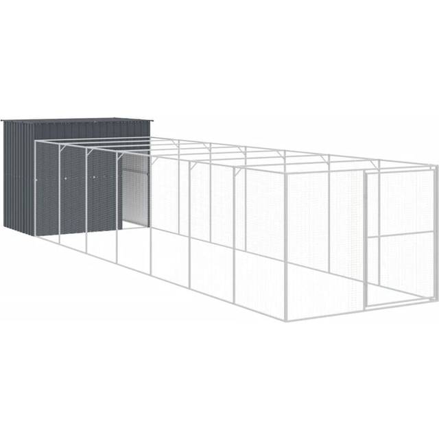 vidaXL Dog House with Run Anthracite 214x865x181 cm Galvanised Steel