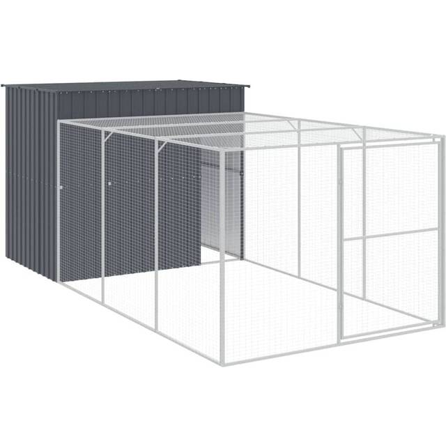 vidaXL Dog House with Run Anthracite 214x457x181 cm Galvanised Steel