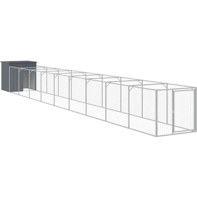 vidaXL Dog House with Run Anthracite 110x1017x110 cm Galvanised Steel