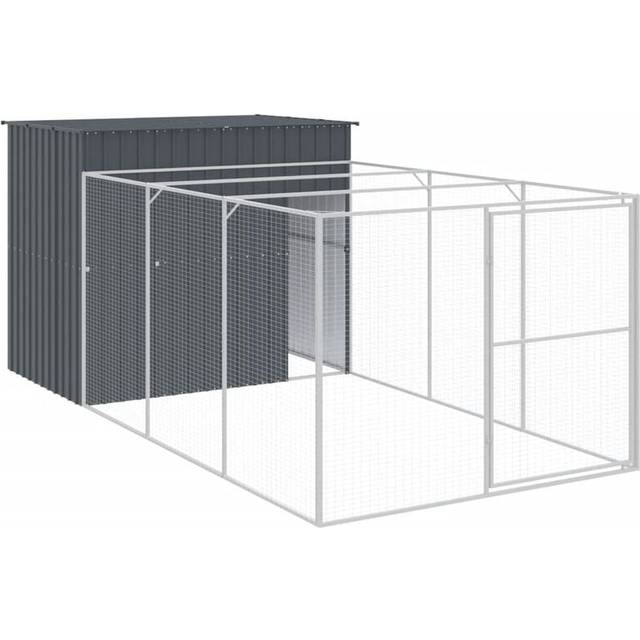 vidaXL Dog House with Run Anthracite 214x457x181 cm Galvanised Steel