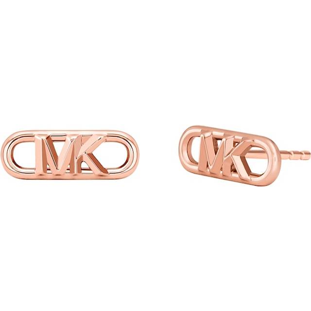 Michael Kors Statement Link MK 14ct Rose Gold Plated Silver Cubic Zirconia Stud Earrings