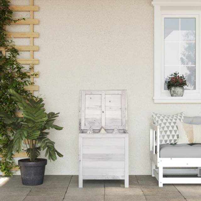 vidaXL Garden Storage Box White 50x49x56.5 cm Solid Wood Fir