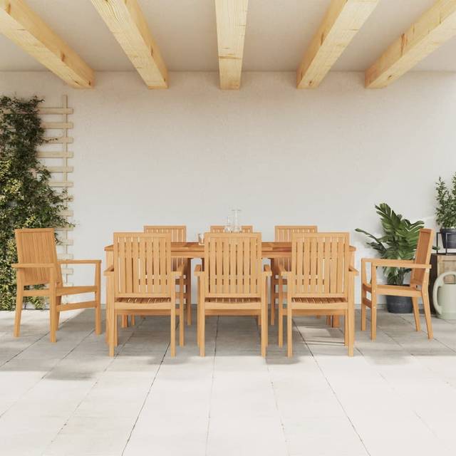 vidaXL Stackable Garden Chairs 8 pcs 56.5x57.5x91 cm Solid Wood Teak - Brown