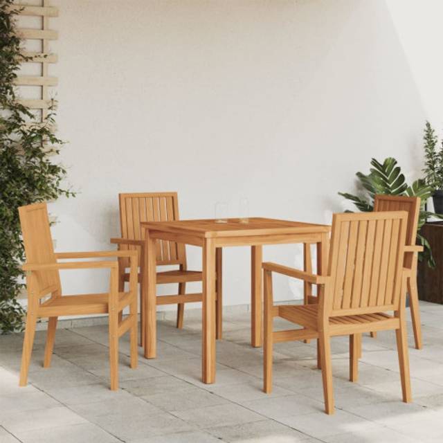(4 pcs) vidaXL Stackable Garden Chairs Outdoor Chair Wooden Armchair Solid Wood Teak