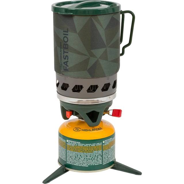 HIGHLANDER CP241 BLADE FAST BOIL MK 3 1.1L GAS CAMPING STOVE WITH POT STAND OLIVE GREEN
