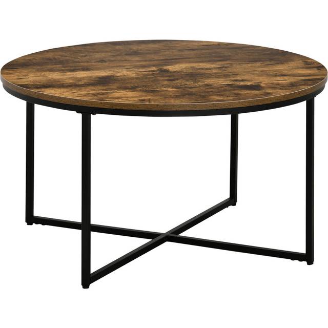 HOMCOM Coffee Table Industrial Round Side Table w/ Metal Frame for Living Room