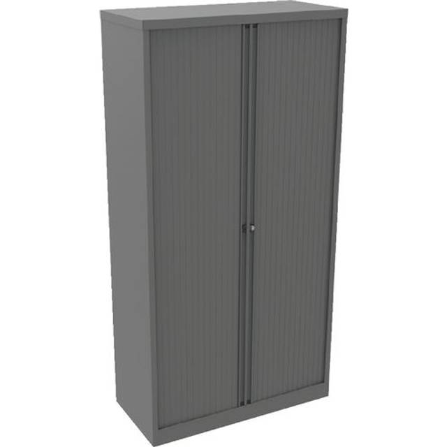 Bisley Tambour Cupboard Steel 4 Shelves Lockable 1,000 x 470 x 1,985 mm Silver