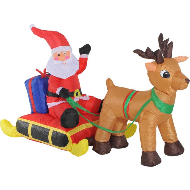 Homcom Inflatable Santa Polyester 122H cm Multicolour Aosom