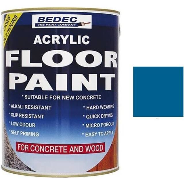 Bedec Acrylic Floor Paint, Blue 2.5L | Non Slip Acrylic Floor Paint, For Wooden and Concrete Floors, Garage Floor Paint