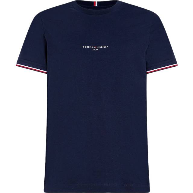 (Navy, 2XL) Tommy Hilfiger 32584 Mens T Shirts Tipped Logo