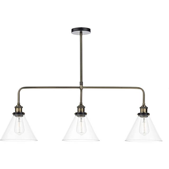 Dar Lighting Ray 3 Light Pendant Bar in Antique Brass