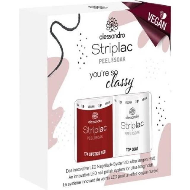 Alessandro Negle Striplac Peel Or Soak Classy Set Vegansk Striplac Shade Lipstick Top Coat 5ml