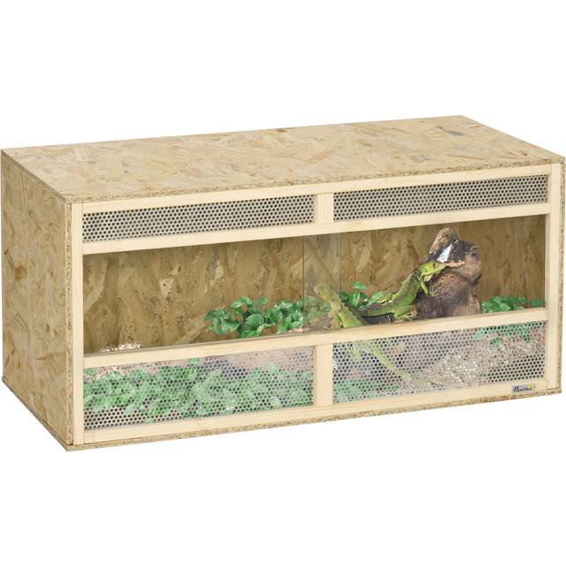 PawHut Reptile Terrarium, Climbing Pet Container w/ Transparent Sliding Doors
