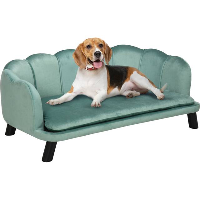 PawHut Dog Sofa, Pet Couch Bed for Medium, Large Dogs w/ Legs, Cushion - Green