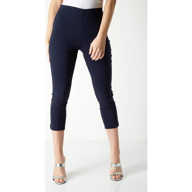 Petite Cropped Stretch Trousers - Navy - Size 8 - Roman