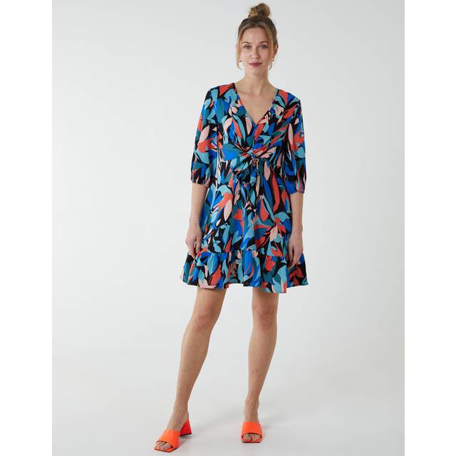 Blue Vanilla Womens Tie Front 3/4 Sleeve Dress - Multicolour - Size 8 UK