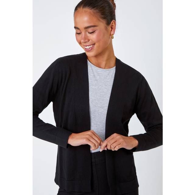 Petite Plain Stretch Cardigan - Black - Size 16 - Roman