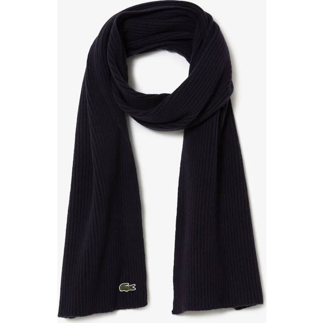 Lacoste Ribbed Wool Scarf Size One size Midnight Blue - Midnight blue