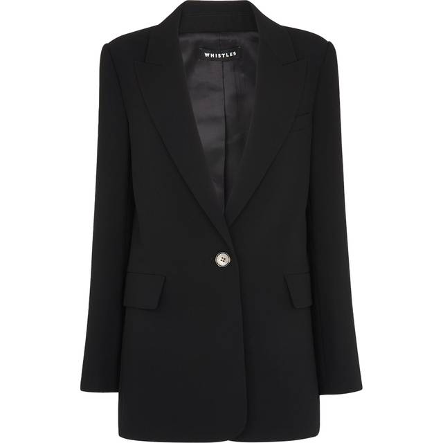 Whistles Crepe Single Buttoned Blazer, Black